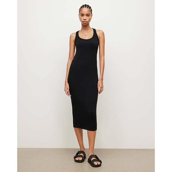 Allsaints Australia Womens Maki Midi Dress Black AU39-374